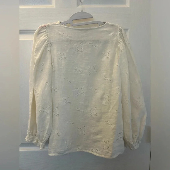 ANN MASHBURN WILLA NEW TOP WHITE EMBROIDERED EYELET 
LINEN - Picture 2 of 5